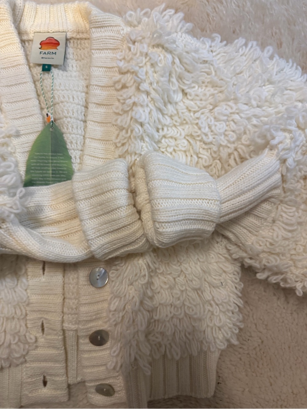 FARM Rio Cream Loop-Knit women Cardigan with Buttons - Picture 5 of 7